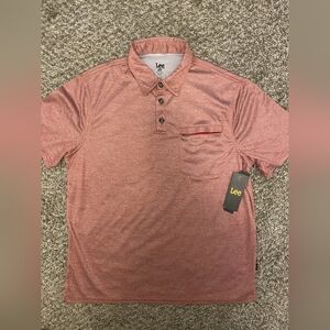 NWT 45$ Lee Men’s Bulls Red Plaited Stretch Short Sleeve T-Shirt Size L